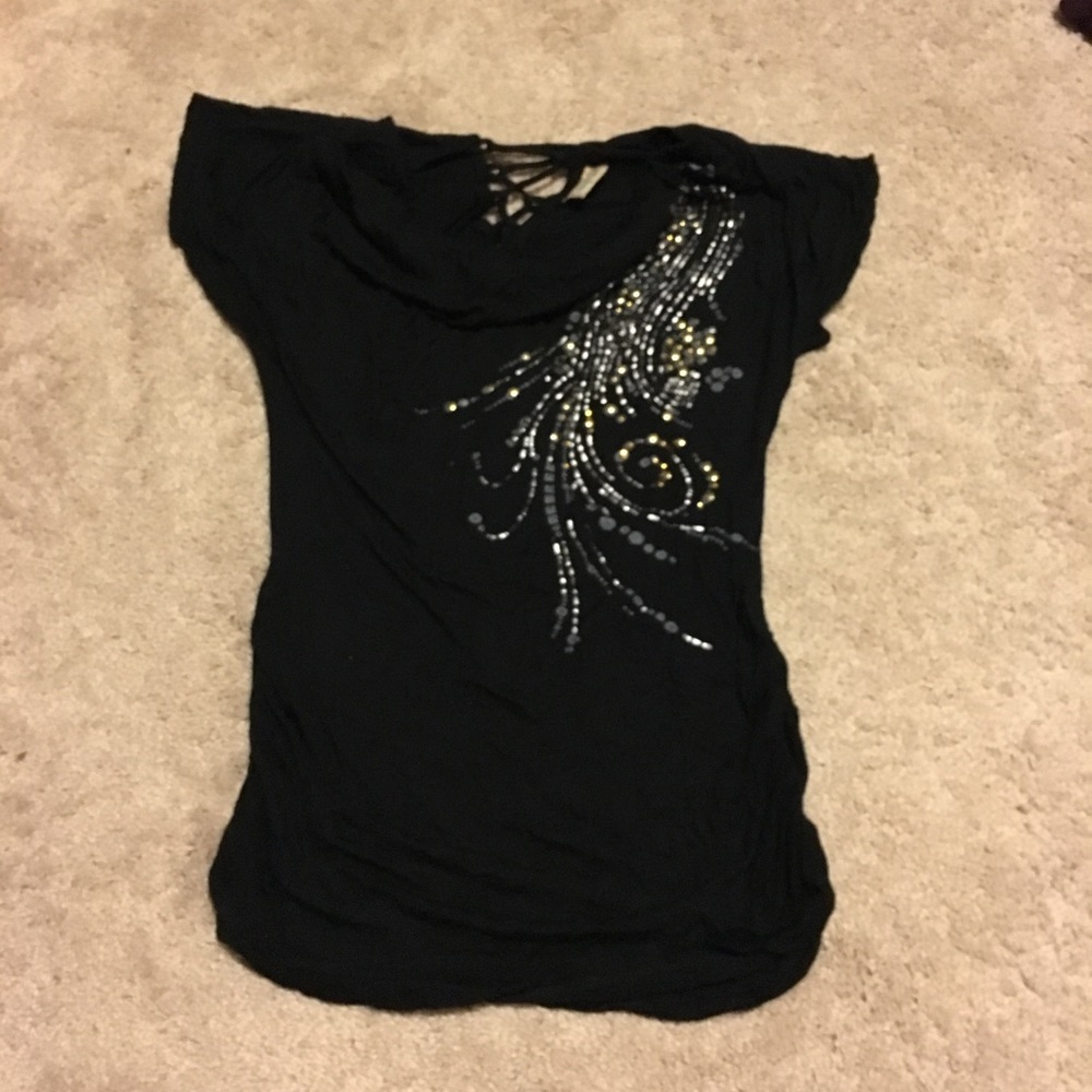 Daytrip XS black drape neck top.